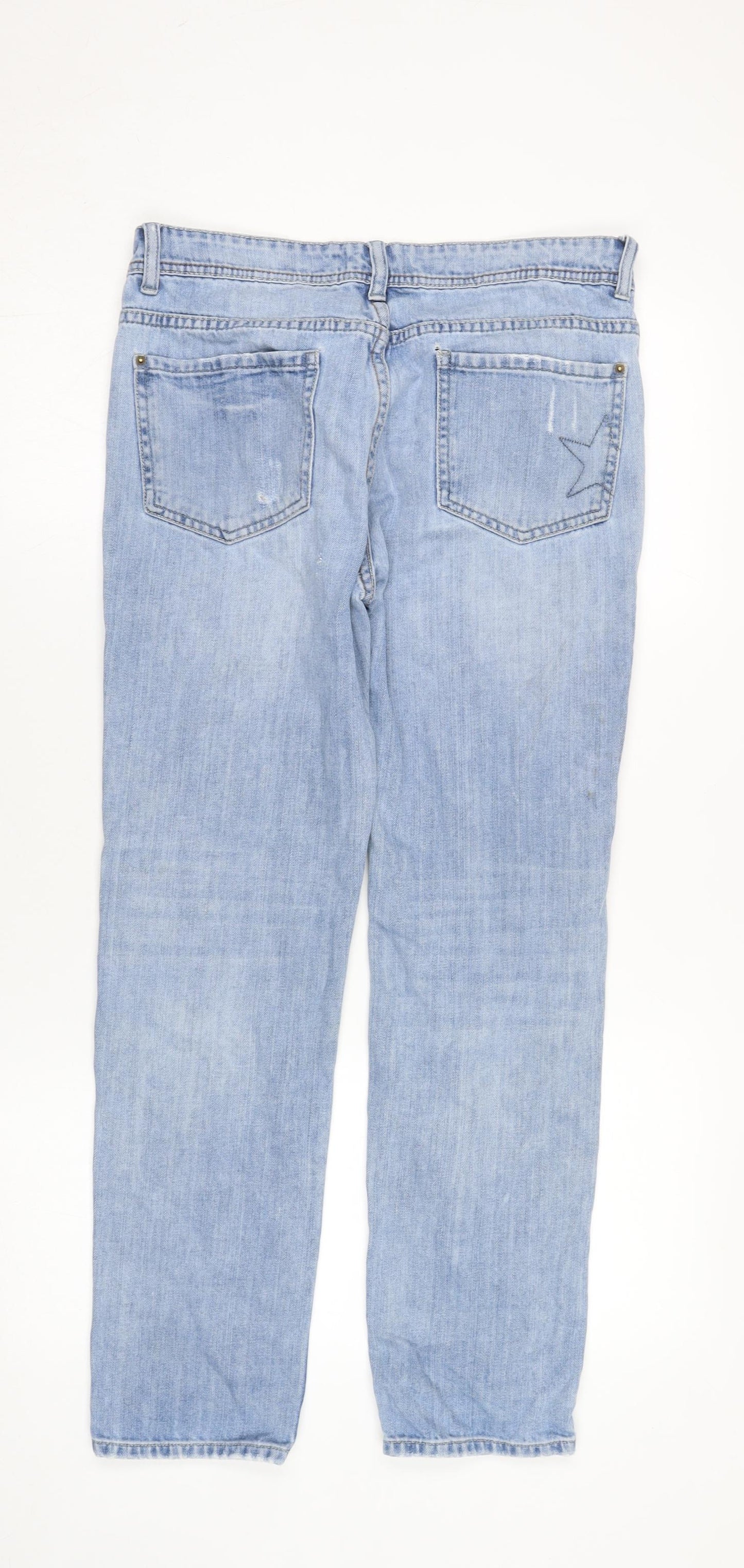 Hush Women's Light Blue Straight Distressed Jeans