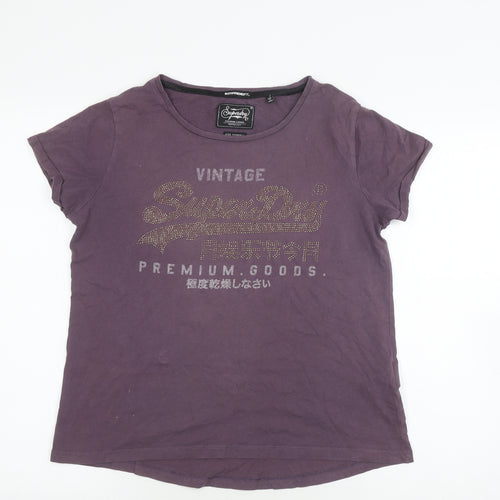 Superdry Women's Purple Vintage T-Shirt, 2XS, Relaxed Fit
