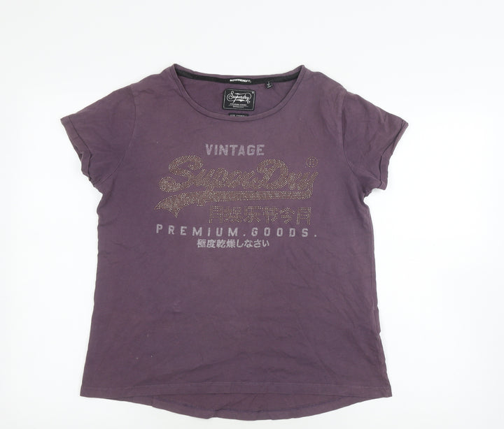 Superdry Women's Purple Vintage T-Shirt, 2XS, Relaxed Fit