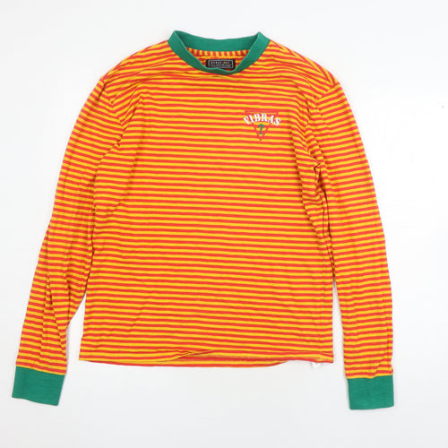 Guess Unisex Adults Orange Striped XS Pullover Long Sleeve