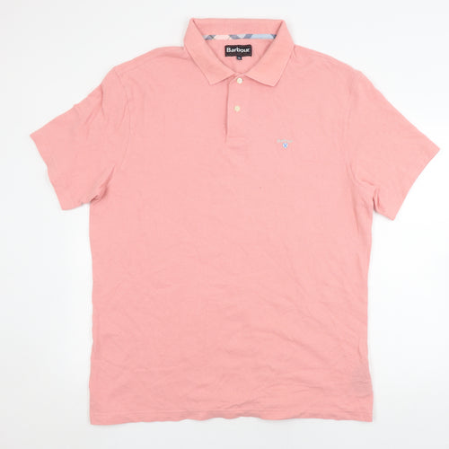 Barbour Men's Pink 2XL Cotton Linen Polo Shirt