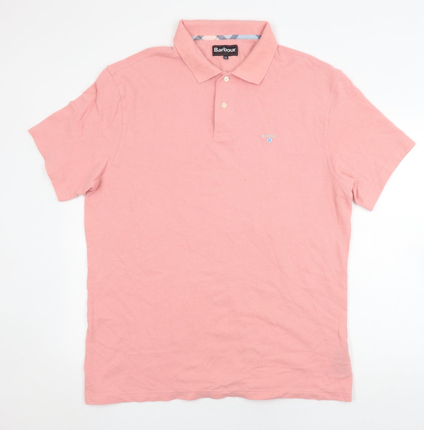 Barbour Men's Pink 2XL Cotton Linen Polo Shirt