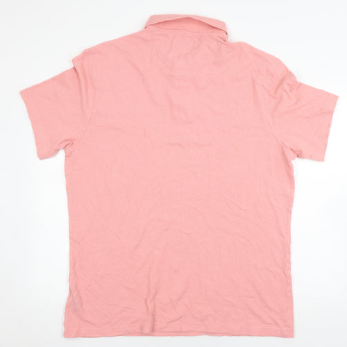 Barbour Men's Pink 2XL Cotton Linen Polo Shirt