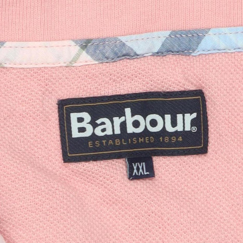 Barbour Men's Pink 2XL Cotton Linen Polo Shirt