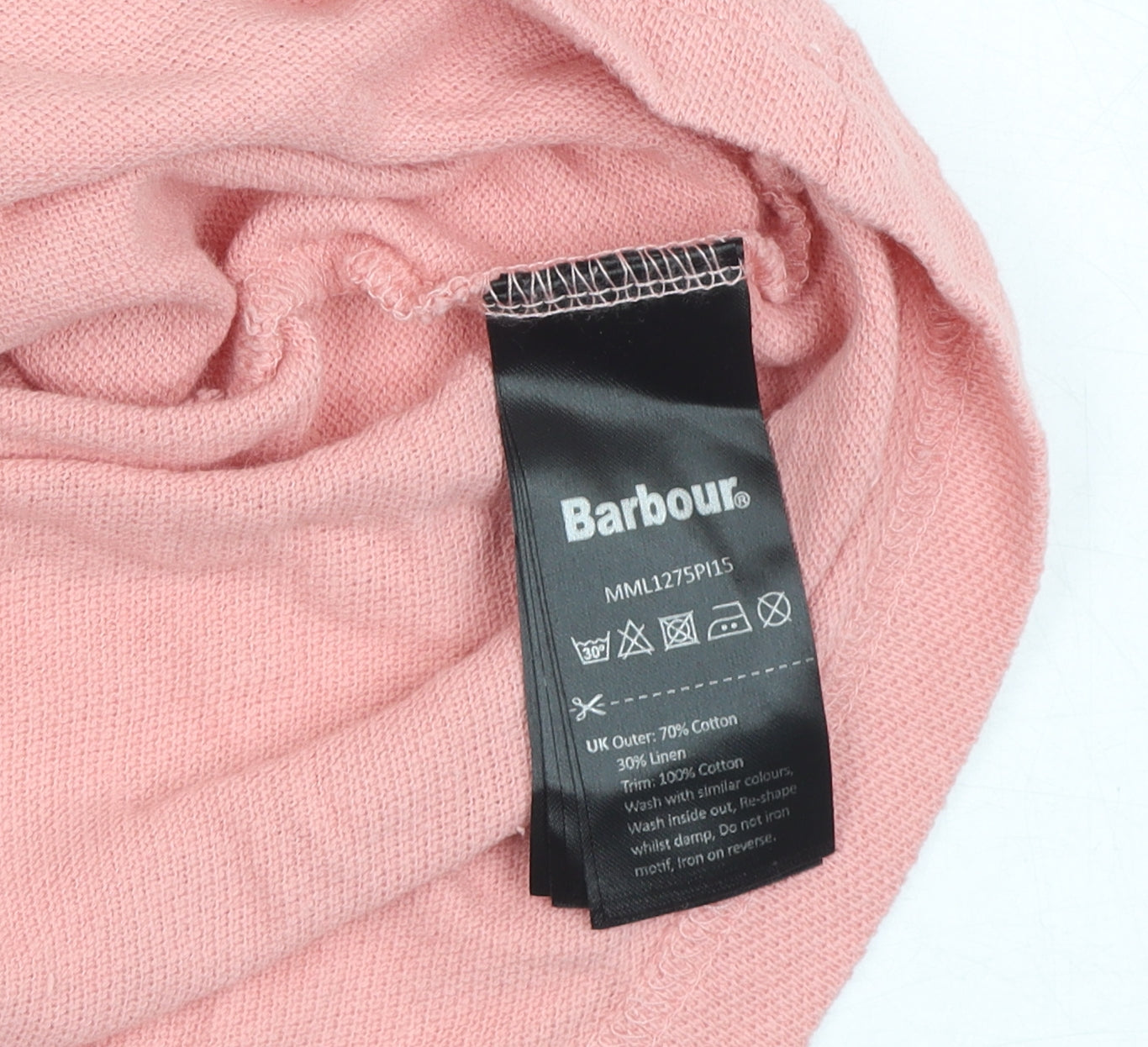 Barbour Men's Pink 2XL Cotton Linen Polo Shirt