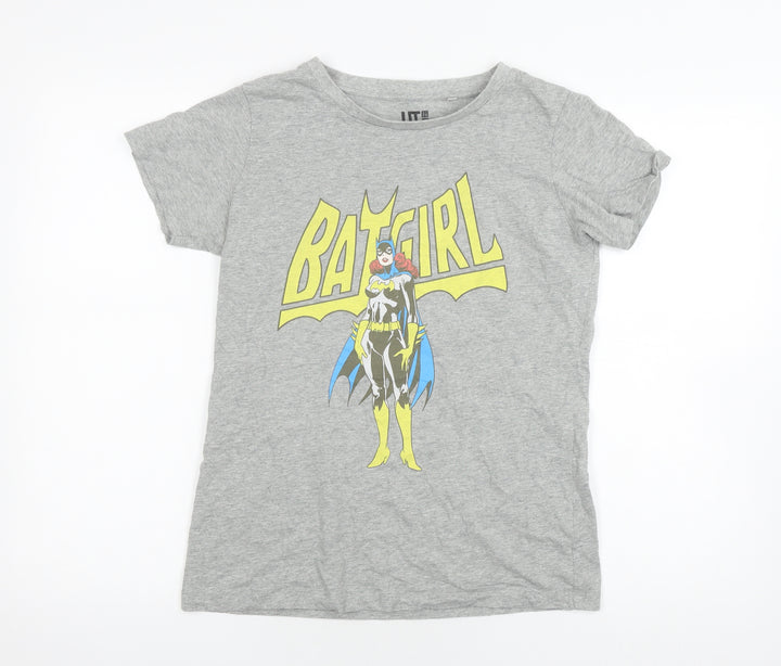 Uniqlo Girls' Grey Batgirl Graphic T-Shirt, Jersey Style 14 Years