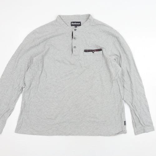 Barbour Men's Grey Henley Long Sleeve Casual Top XXL