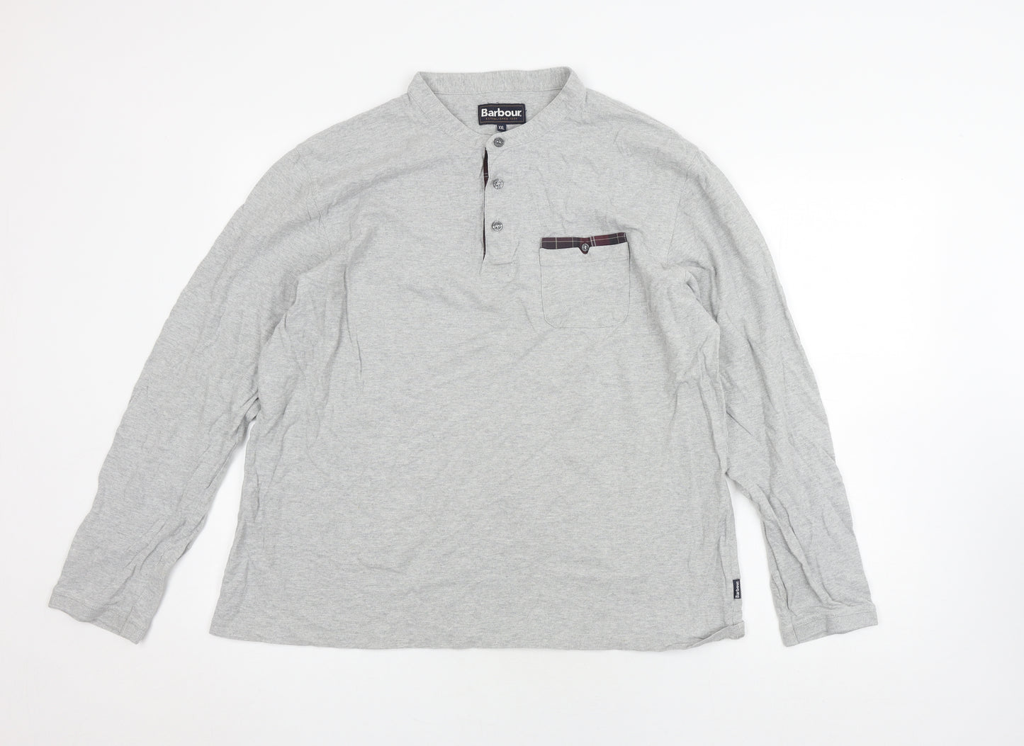 Barbour Men's Grey Henley Long Sleeve Casual Top XXL