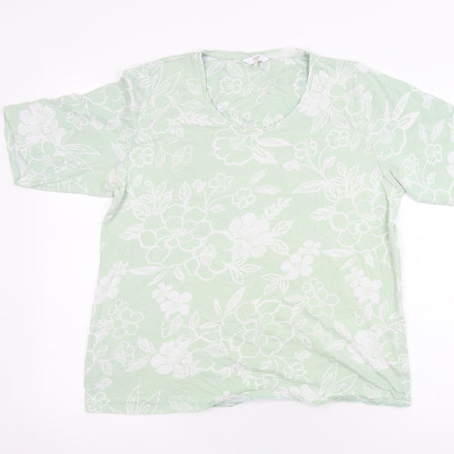 Cotton Traders Women's Green Floral T-Shirt, Size 16