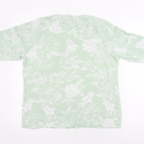 Cotton Traders Women's Green Floral T-Shirt, Size 16