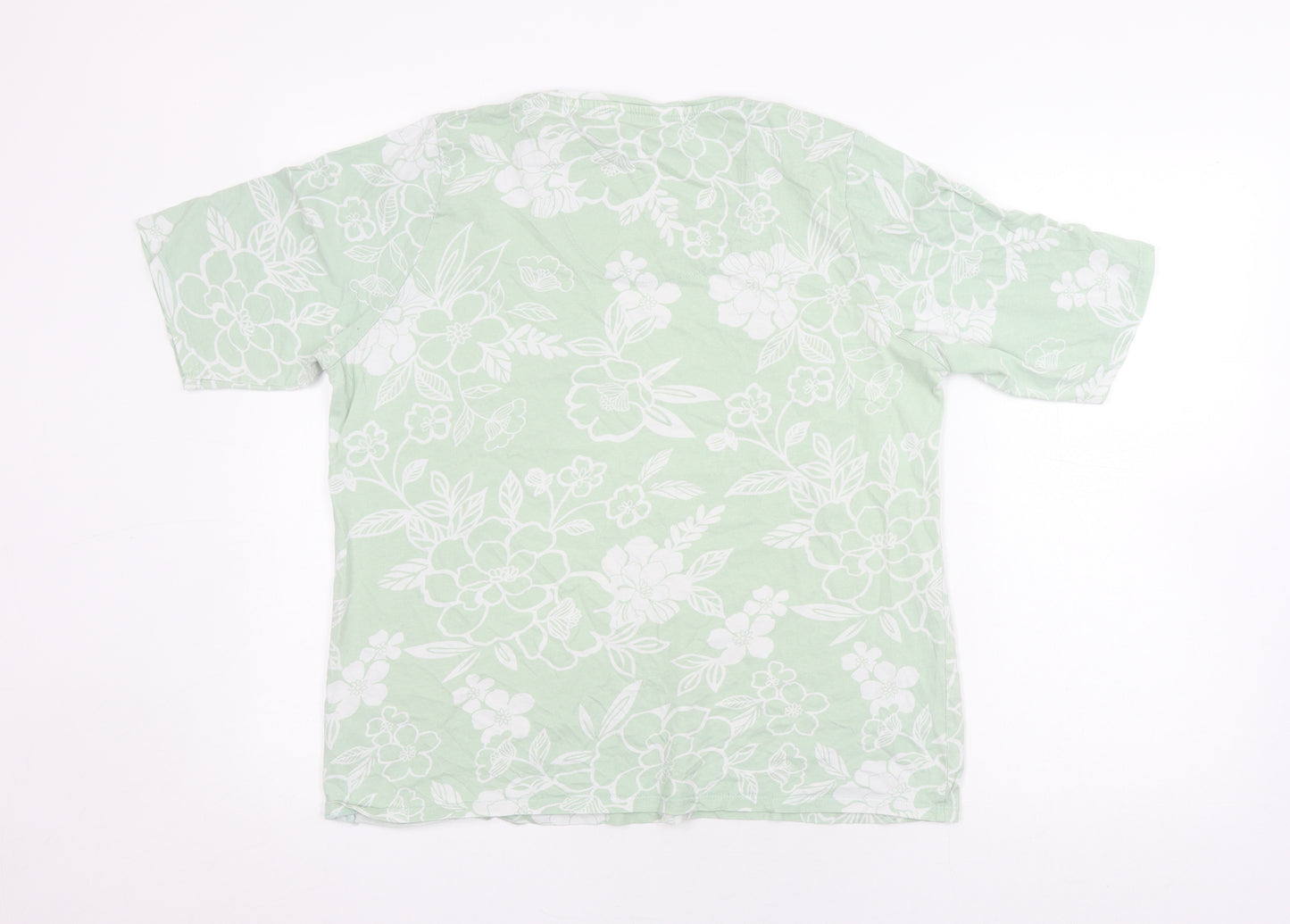 Cotton Traders Women's Green Floral T-Shirt, Size 16