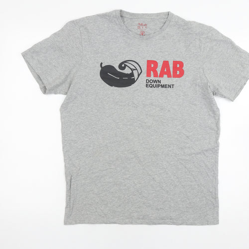 Rab Men's Grey Logo T-Shirt, Size M, Crew Neck