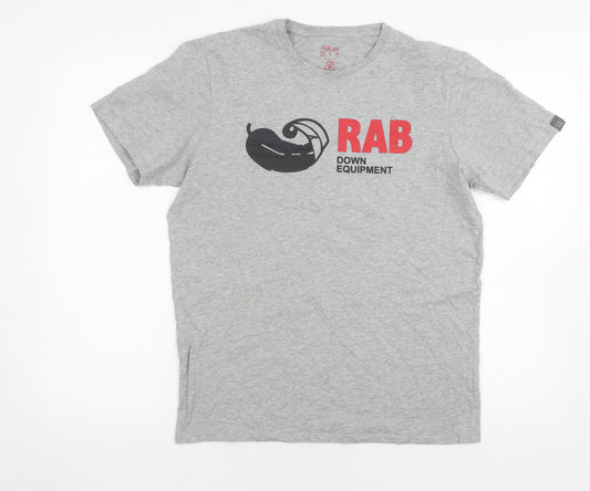 Rab Men's Grey Logo T-Shirt, Size M, Crew Neck