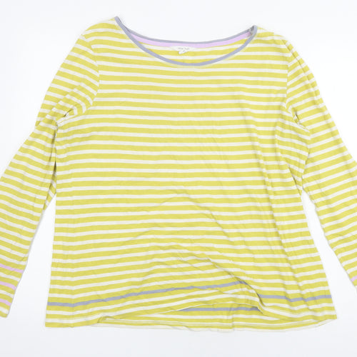 White Stuff Women's Yellow Striped T-Shirt, Size 16, Spring Style