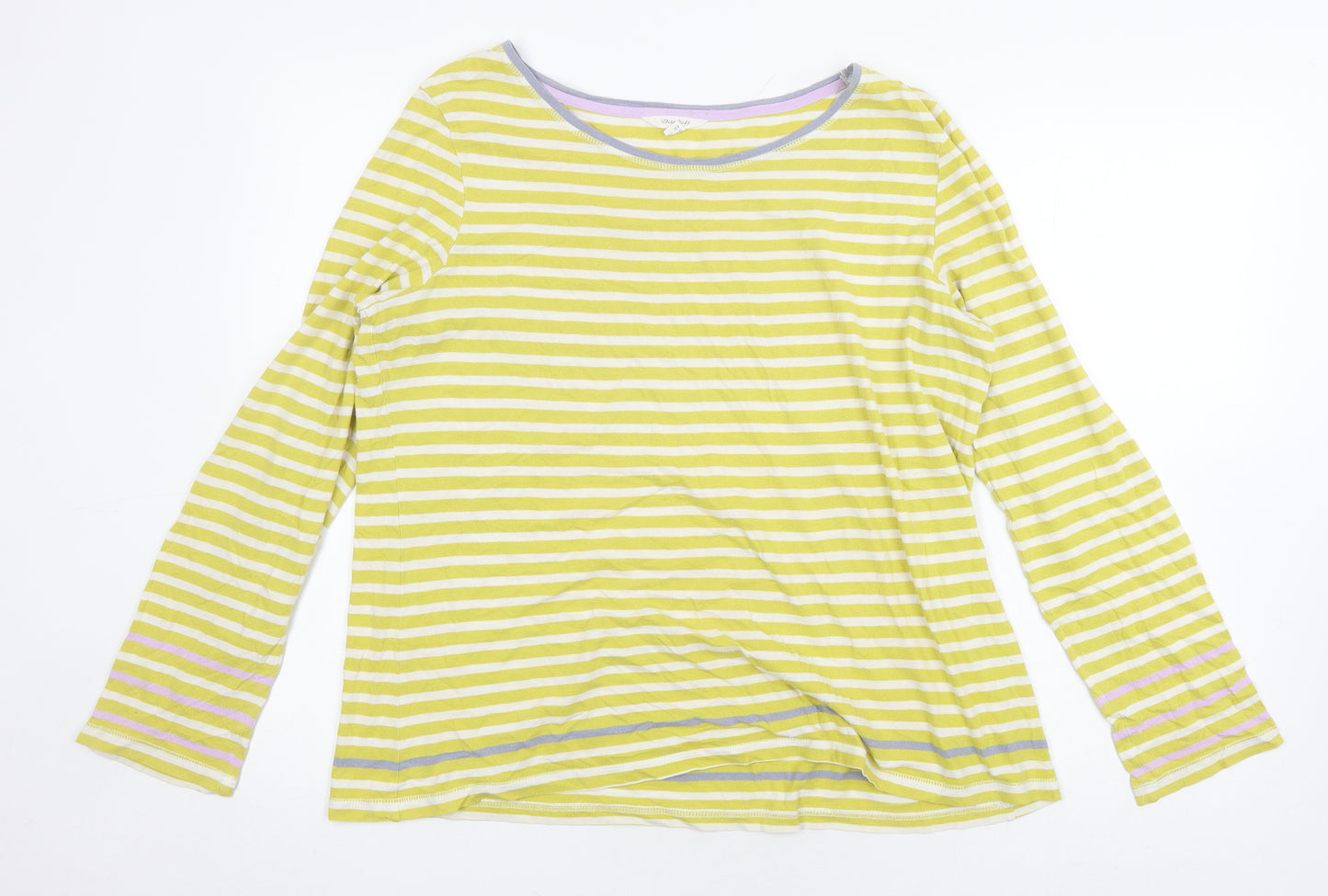 White Stuff Women's Yellow Striped T-Shirt, Size 16, Spring Style