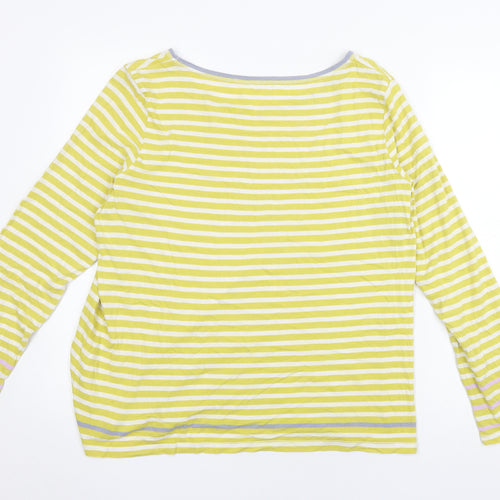 White Stuff Women's Yellow Striped T-Shirt, Size 16, Spring Style