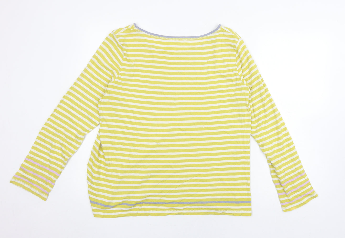 White Stuff Women's Yellow Striped T-Shirt, Size 16, Spring Style