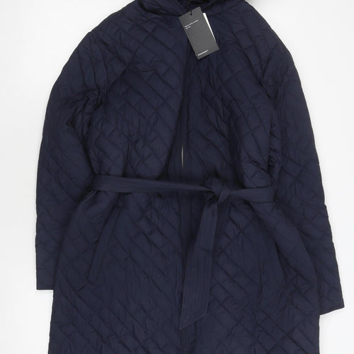 Marks and Spencer Women's Blue Quilted Coat - Size 10