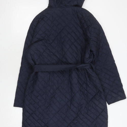 Marks and Spencer Women's Blue Quilted Coat - Size 10