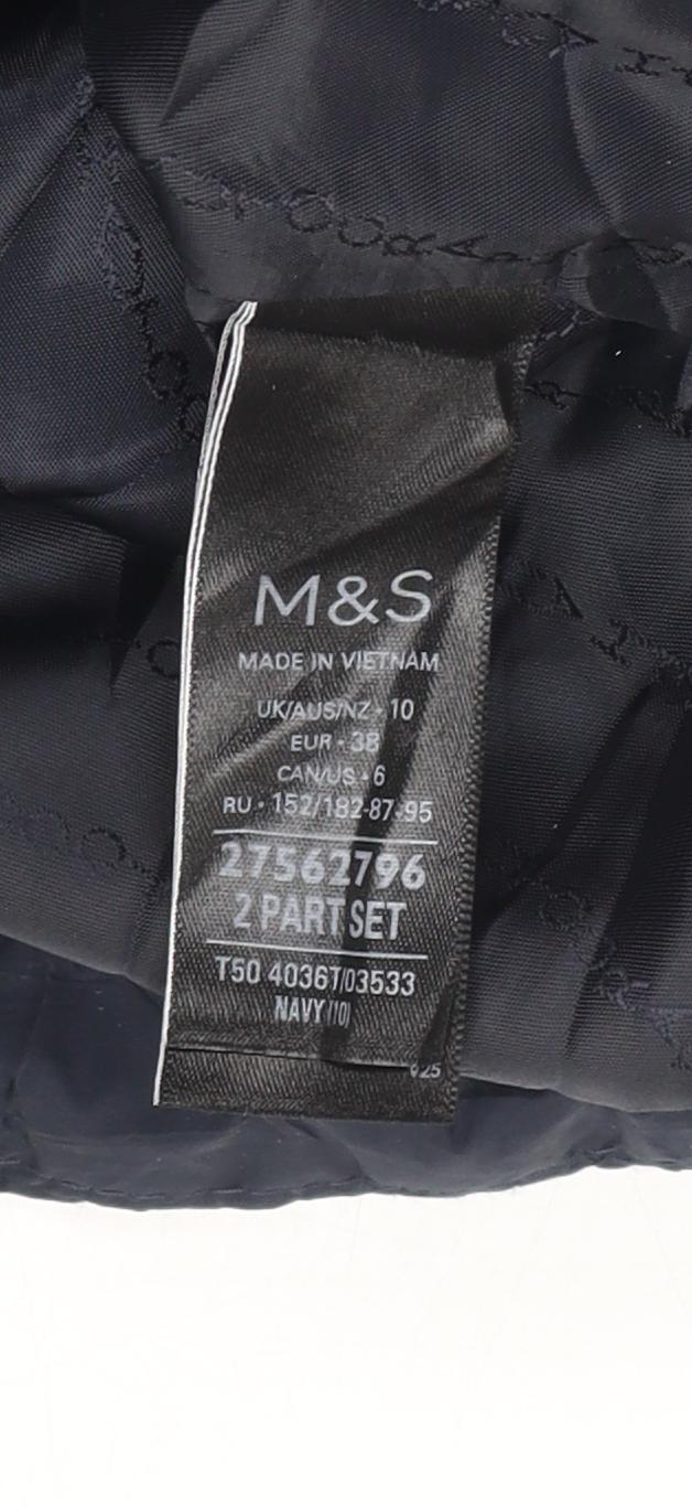 Marks and Spencer Women's Blue Quilted Coat - Size 10