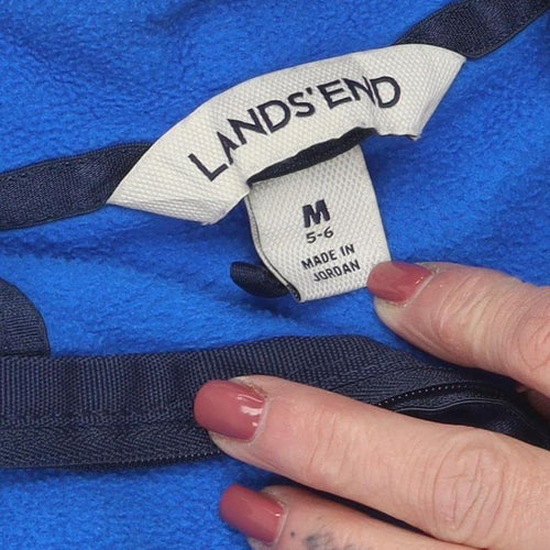 Lands' End Boys Blue 1/4 Zip Fleece Pullover, Size 5-6 Years
