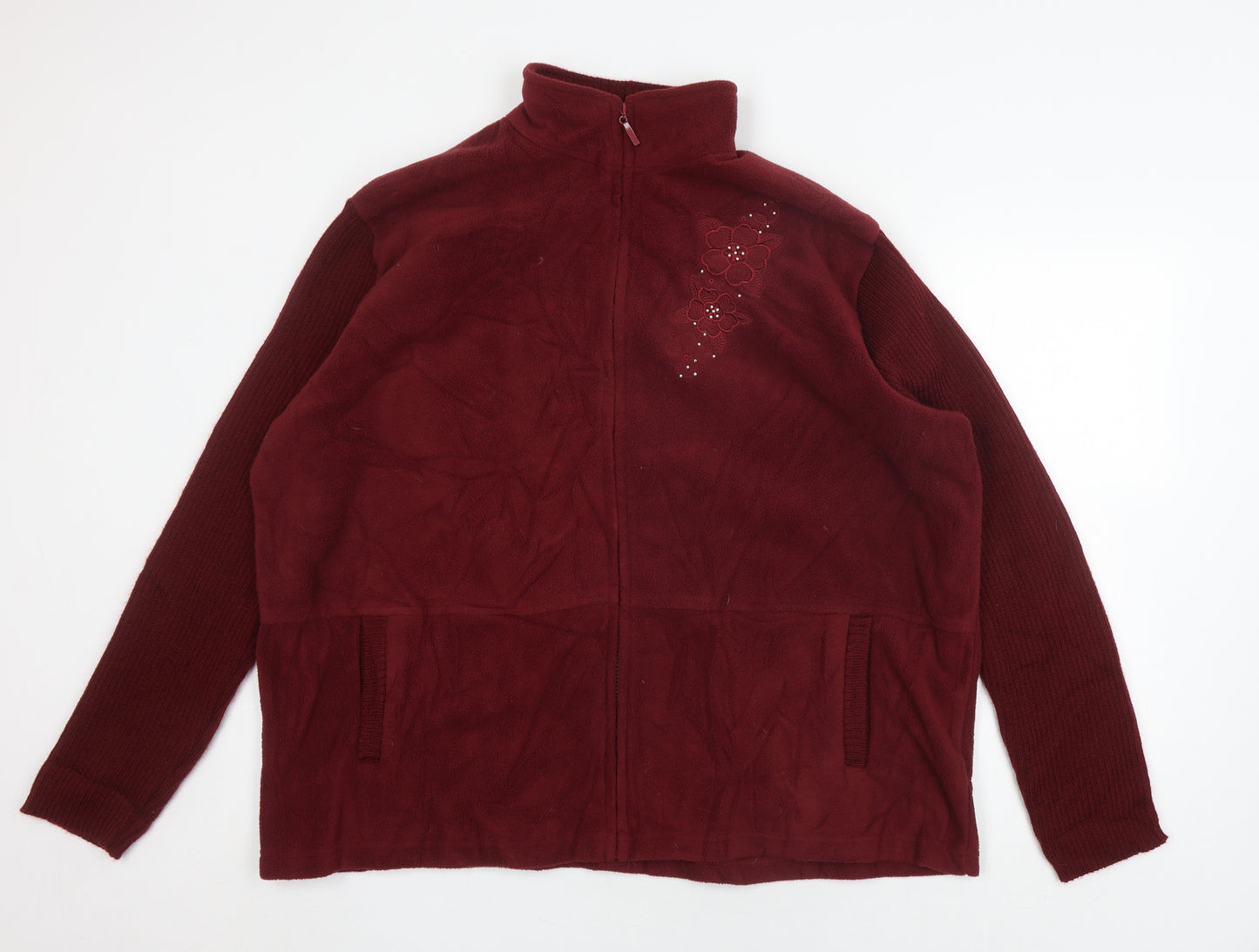 Pure & Natural Women's Red 3XL Fleece Full Zip Jumper