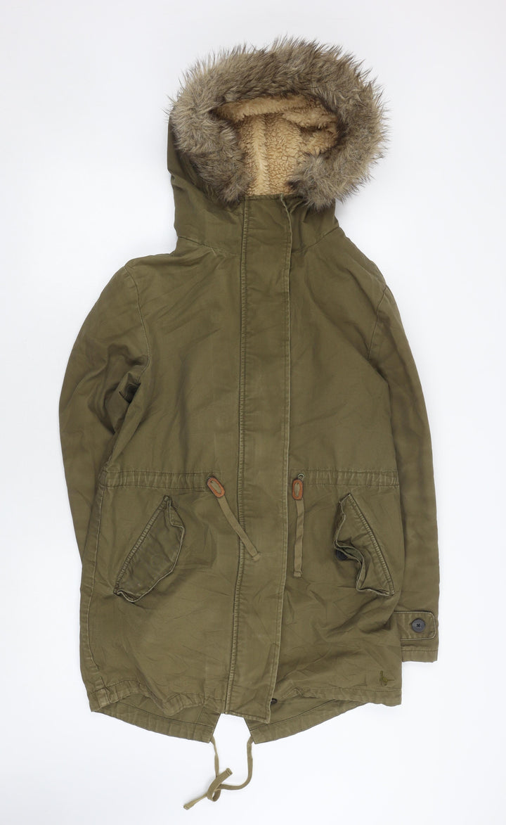 Jack Wills Women's Green Parka Jacket, Size 8