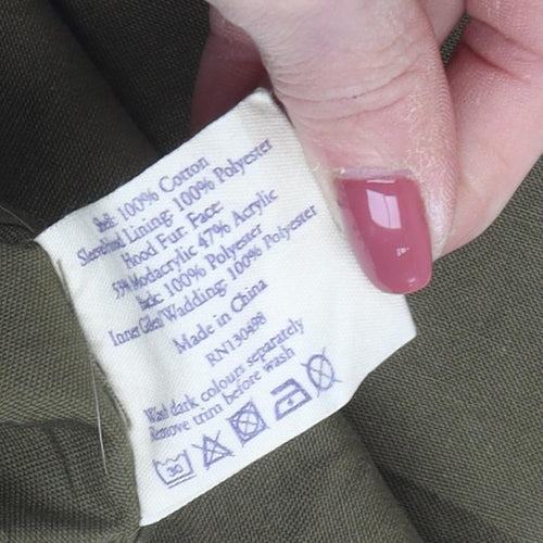 Jack Wills Women's Green Parka Jacket, Size 8