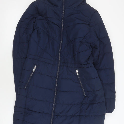 Marks and Spencer Women's Blue Puffer Coat, Size 10