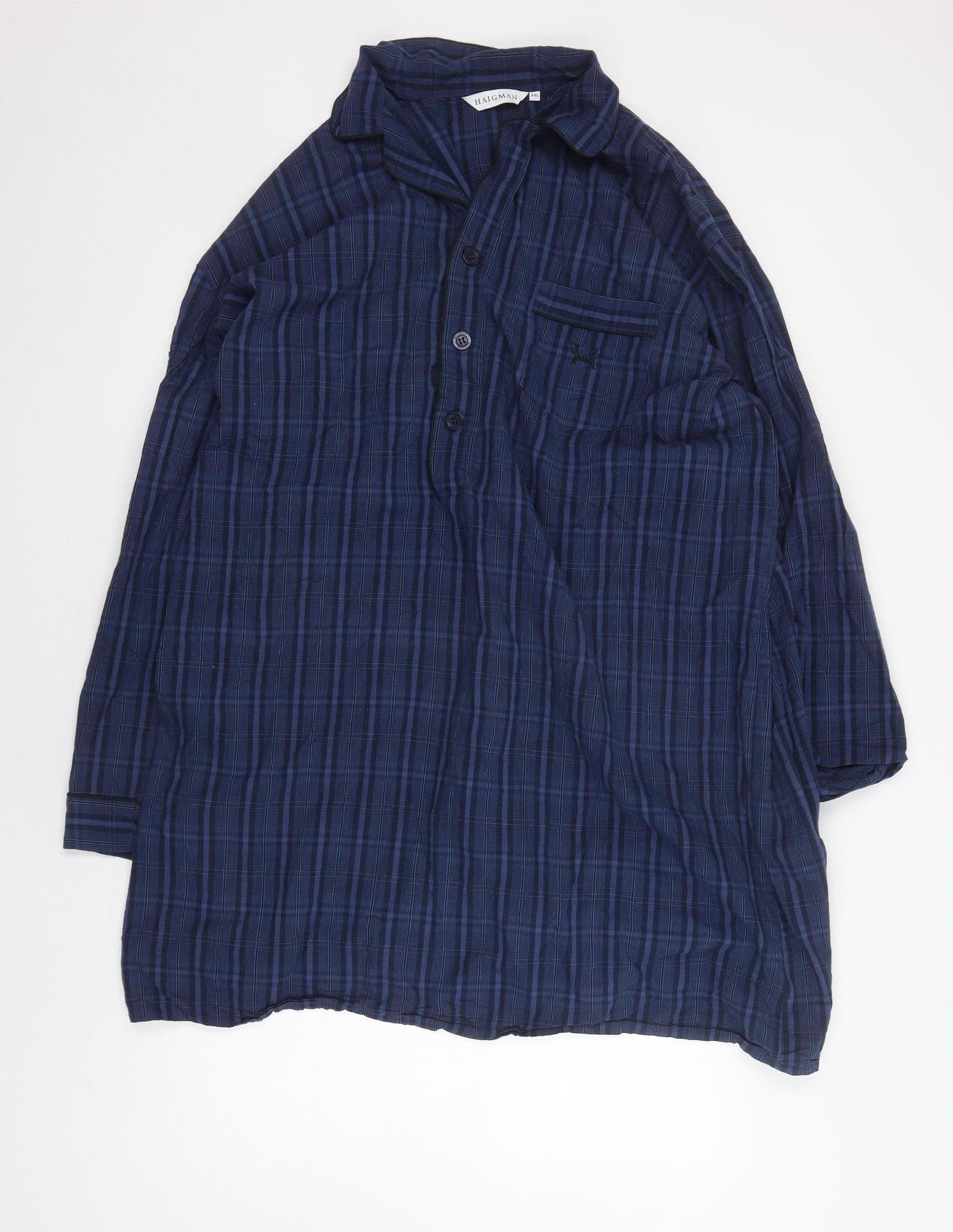 Haigman Men's Blue Check Nightshirt 2XL Buttoned
