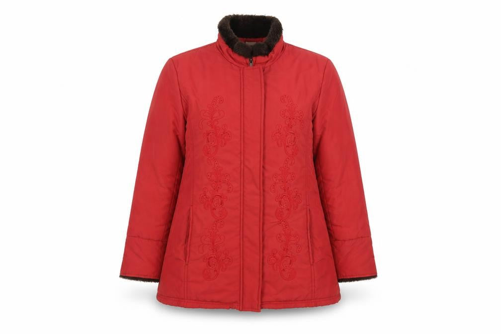 Front view of Cotton Traders Women's Red Zip Coat -, size 14