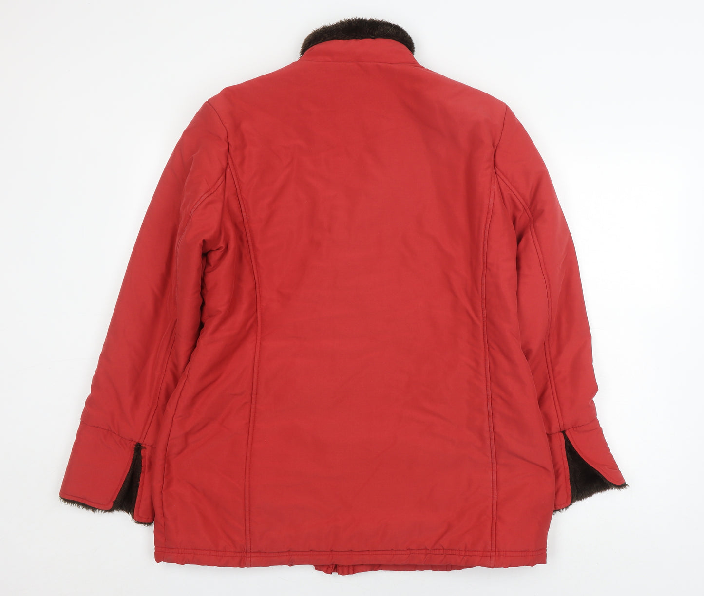 Cotton Traders Women's Red Zip Coat - Size 14