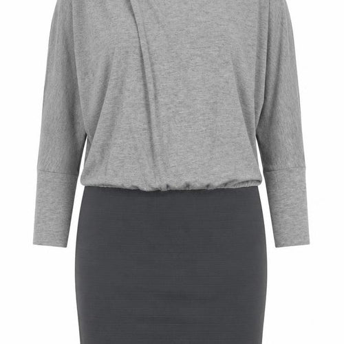 Mango Women Grey Blouson Dress Size 12 Casual Knit