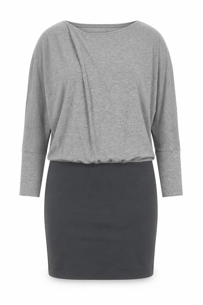 Mango Women Grey Blouson Dress Size 12 Casual Knit