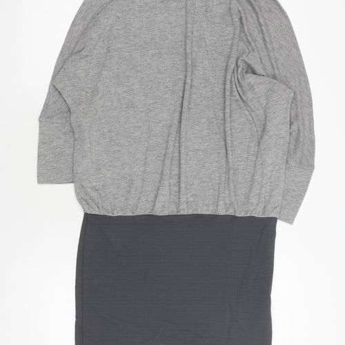 Mango Women Grey Blouson Dress Size 12 Casual Knit