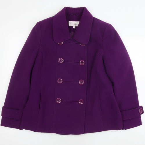 Style by EWM Women's Purple Pea Coat Size 14