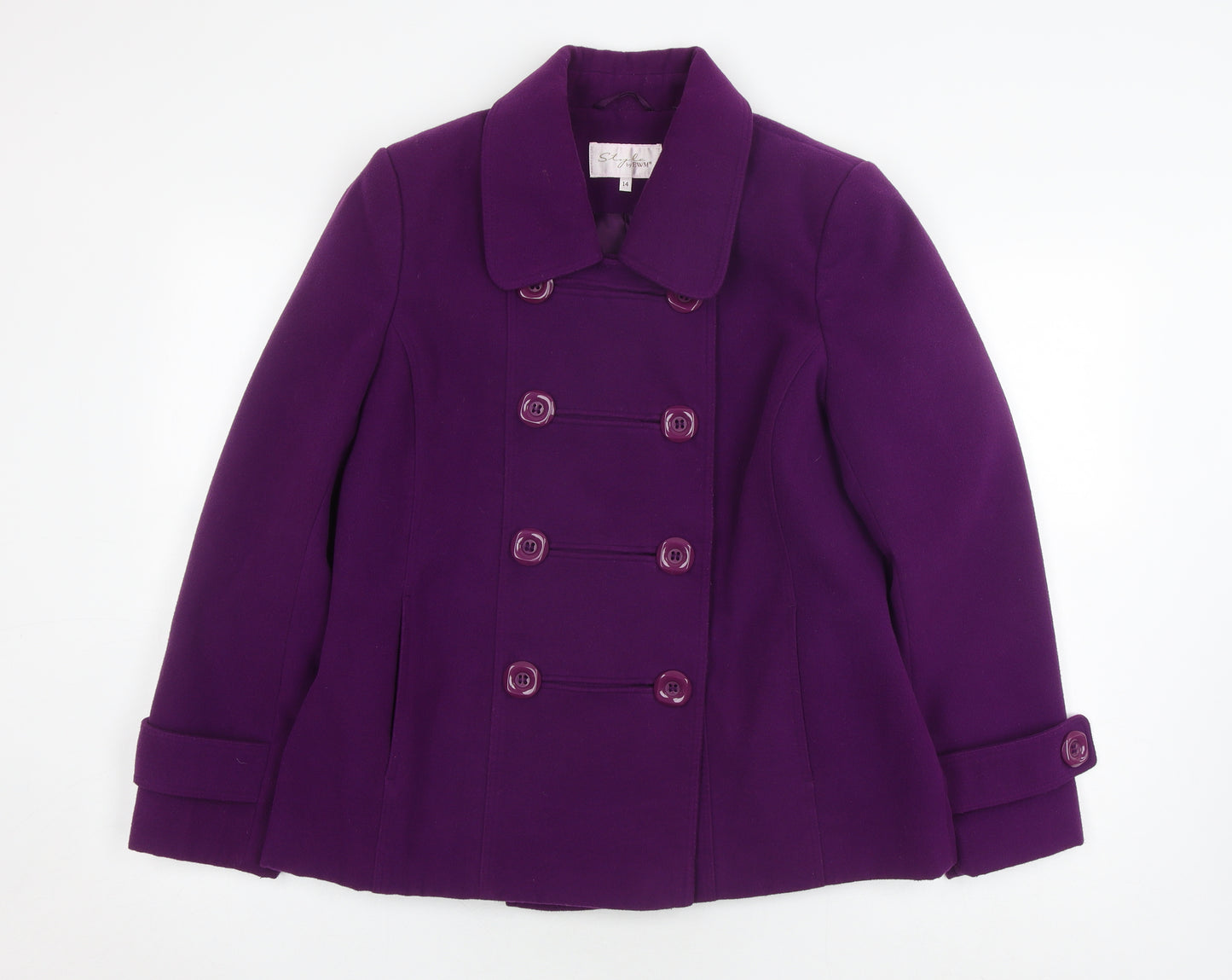 Style by EWM Women's Purple Pea Coat Size 14