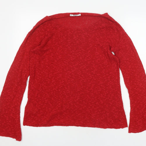 Pull&Bear Women's Red L Pullover Cotton Acrylic Jumper