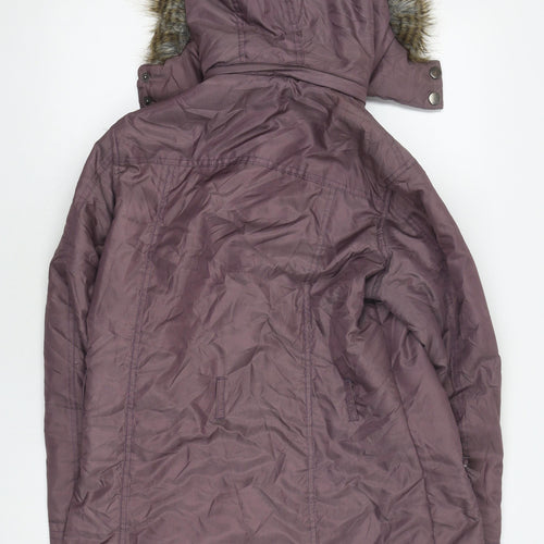 Bm Women's Purple Parka Coat Size 12 with Fur Trim