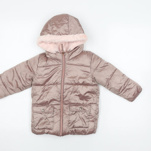 Next Girls Brown Puffer Jacket Size 18 Hooded Winter Coat