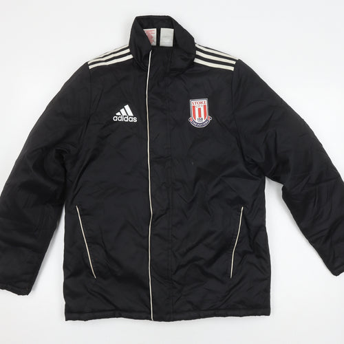 Adidas Boys Black Puffer Jacket Lined Winter Coat Size L