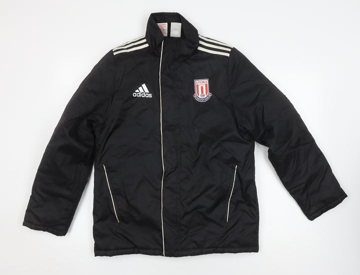 Adidas Boys Black Puffer Jacket Lined Winter Coat Size L