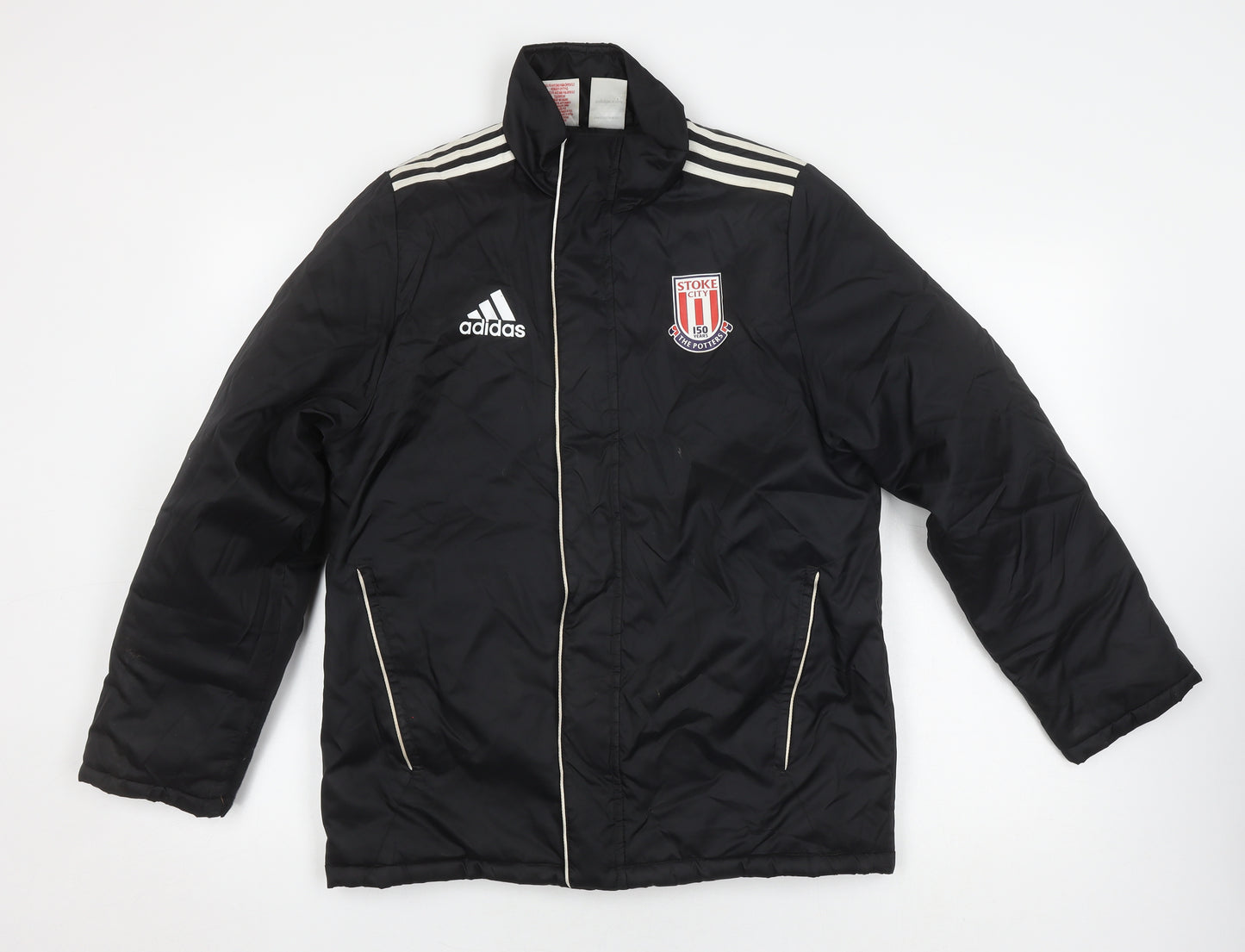 Adidas Boys Black Puffer Jacket Lined Winter Coat Size L