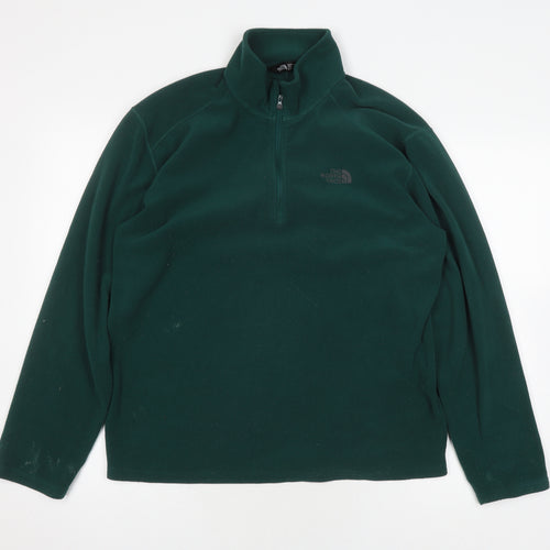 The North Face Men's Green 1/4 Zip Fleece Sweatshirt M