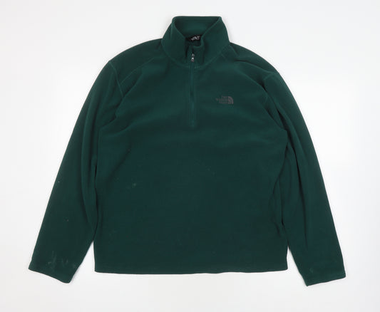 The North Face Men's Green 1/4 Zip Fleece Sweatshirt M