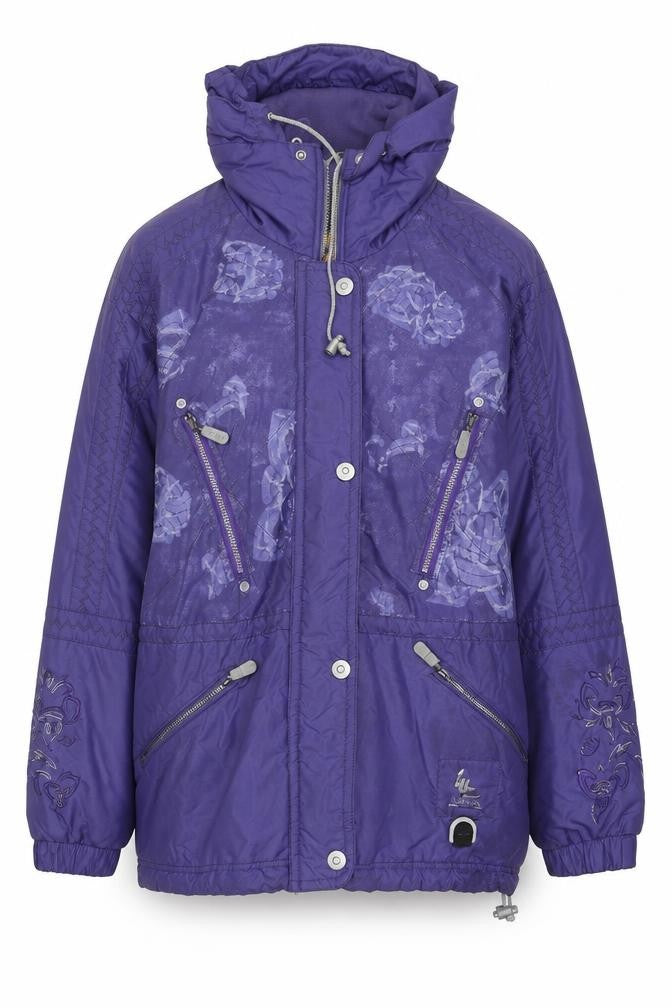 Front view of Luhta Women's Purple Parka Jacket, size 14, Winter Casual