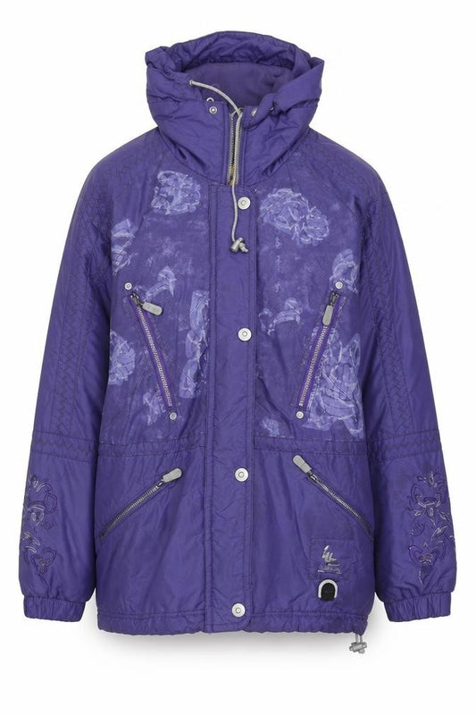 Front view of Luhta Women's Purple Parka Jacket, size 14, Winter Casual