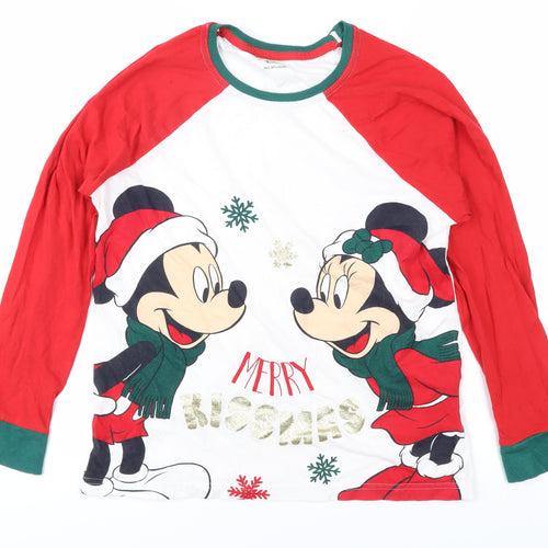 Disney Christmas T-Shirt Unisex Red White Size 8-10
