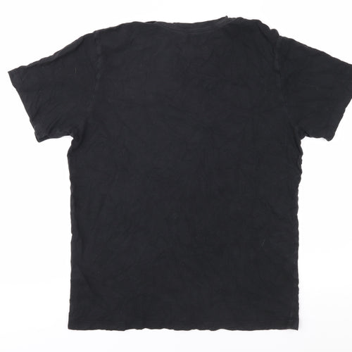 Jack & Jones Men's Black Cotton T-Shirt, L, Crew Neck