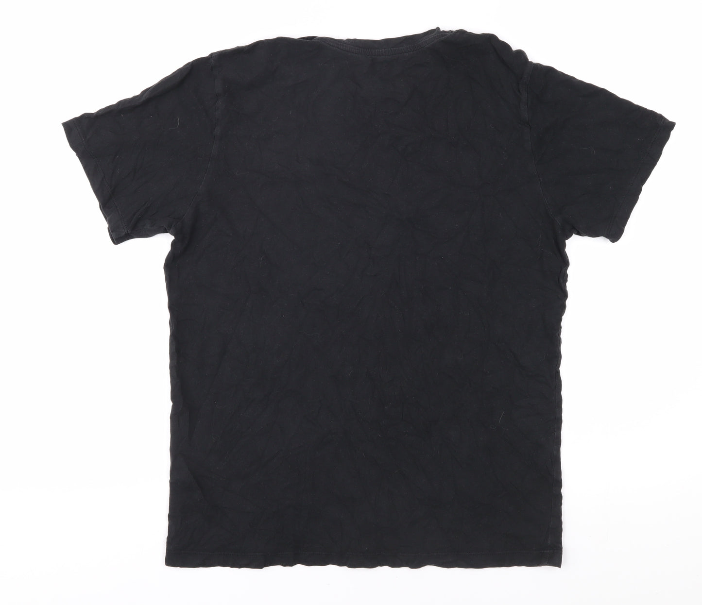 Jack & Jones Men's Black Cotton T-Shirt, L, Crew Neck